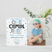 Invitation Un Cool Dude Sunglass Boy Premier anniversaire (Debout devant)