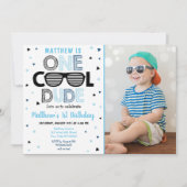 Invitation Un Cool Dude Sunglass Boy Premier anniversaire (Devant)