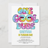 Invitation Un Cool Dude Tie Dye Boy 1er anniversaire (Devant)