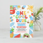Invitation Un Cool Dude Tropical Été 1er Anniversaire (Debout devant)