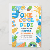 Invitation Un Cool Dude Tropical Été 1er Anniversaire (Devant)