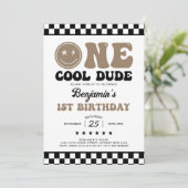 Invitation Un Cool mec Happy Face Boy 1ère fête d'anniversair (Debout devant)