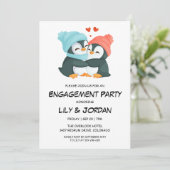 Invitation Un couple de pingouins embrassant un fiançailles d (Debout devant)