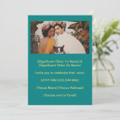 Invitation Un couple multiculturel turquoise fleurit art avec (Debout devant)