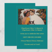 Invitation Un couple multiculturel turquoise fleurit art avec (Devant / Derrière)