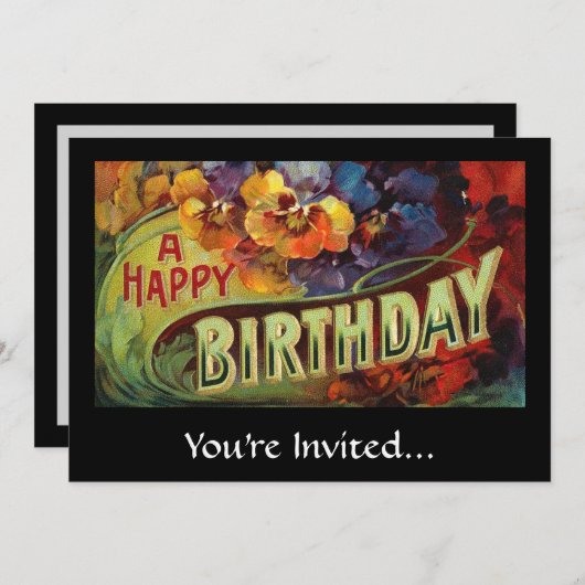 Invitation Un cru de joyeux anniversaire peint (Devant / Derrière)