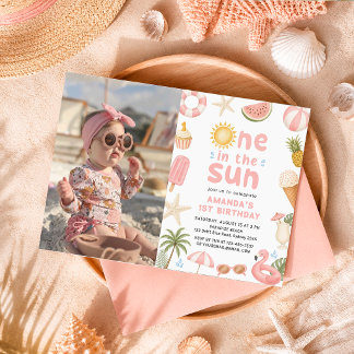 Invitation Un dans la fête de plage ensoleillée pour un 1er a