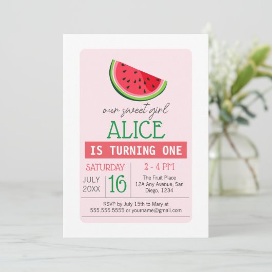 Invitation Un dans la pastèque Melon Anniversaire (Debout devant)