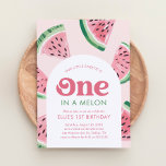 Invitation Un dans la pastèque Melon Anniversaire<br><div class="desc">Célébrez votre petit avec cette invitation d'anniversaire "un dans un melon" à thème pastèque.</div>