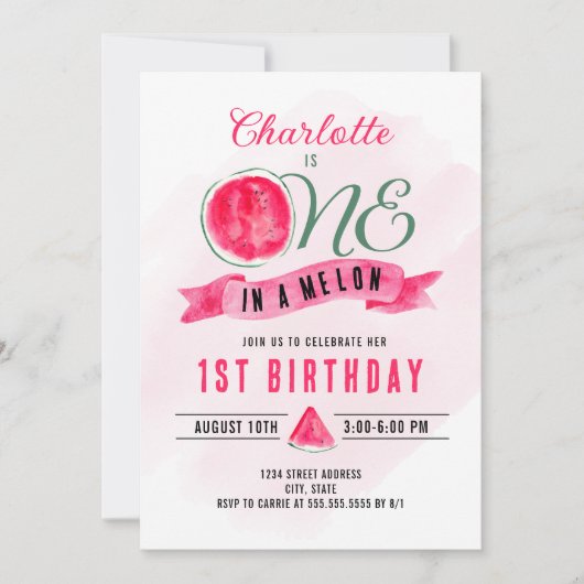 Invitation Un dans la pastèque Melon Anniversaire (Devant)
