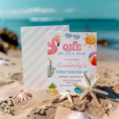 Invitation Un dans le soleil Fête d'anniversaire tropicale pl