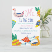 Invitation Un dans le soleil piscine de plage (Debout devant)