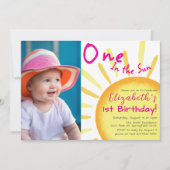 Invitation Un dans le soleil rose et orange premier anniversa (Devant)