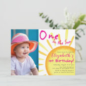 Invitation Un dans le soleil rose et orange premier anniversa (Debout devant)