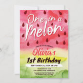 Invitation Un dans un anniversaire de pastèque à 1 an (Devant)