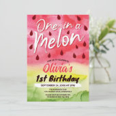 Invitation Un dans un anniversaire de pastèque à 1 an (Debout devant)