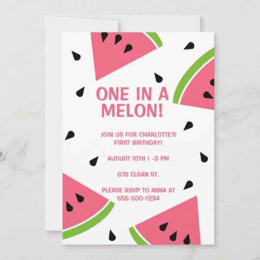 Invitation Un dans un melon (Devant)