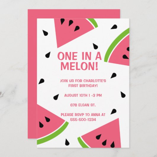 Invitation Un dans un melon (Devant / Derrière)