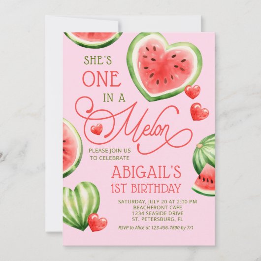 Invitation Un dans un Melon 1er anniversaire (Devant)