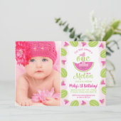 Invitation Un dans un Melon 1er anniversaire aquarelle photo (Debout devant)