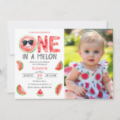 Invitation Un dans un melon 1er anniversaire de la fête de la (Devant)