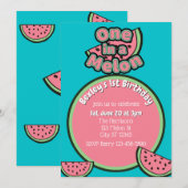 Invitation Un dans un melon, 1er anniversaire de pastèque lum (Devant / Derrière)