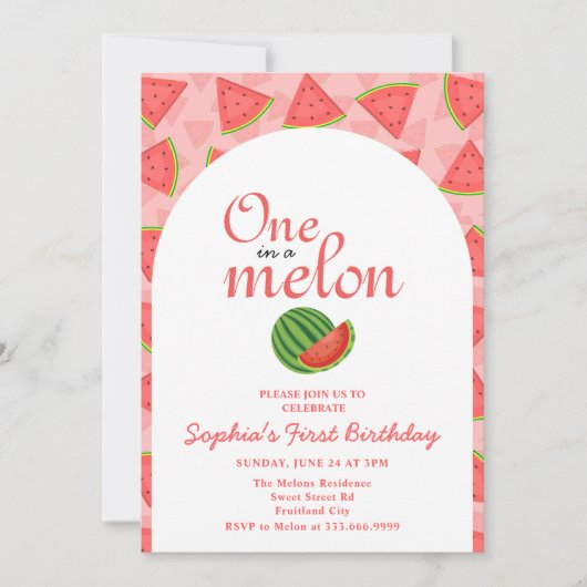 Invitation Un dans un melon 1er Birthday Watermelon (Devant)