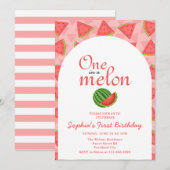 Invitation Un dans un melon 1er Birthday Watermelon (Devant / Derrière)