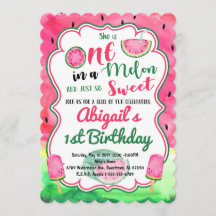 Un dans un Melon 1er Birthday Watermelon Invitatio