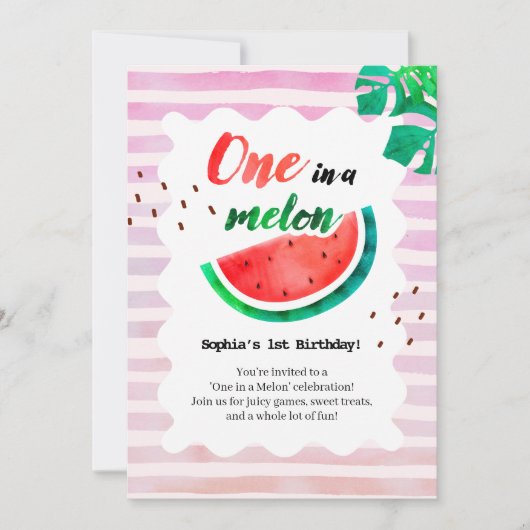 Invitation Un dans un Melon Anniversaire (Devant)