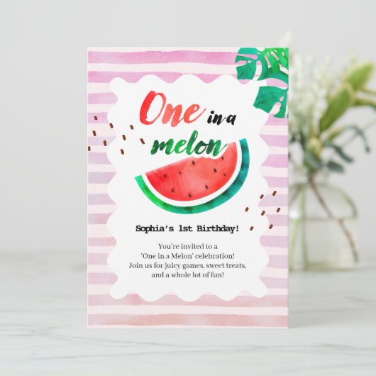Invitation Un dans un Melon Anniversaire (Debout devant)