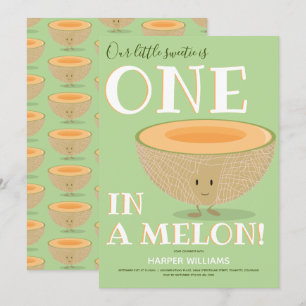 Invitation Un dans un Melon Cantaloupe premier dessin d'anniv