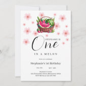 Invitation Un dans un Melon Cherry Blossom 1er anniversaire f (Devant)