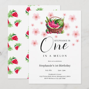 Invitation Un dans un Melon Cherry Blossom 1er anniversaire f