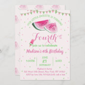 Invitation Un Dans Un Melon Cute Watermelon Quatrième anniver (Devant / Derrière)