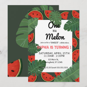 Invitation Un dans un melon d'eau ! Fête d'anniversaire 1 an