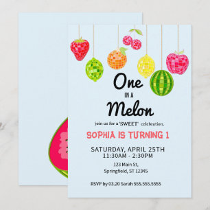 Invitation Un dans un melon d'eau ! Fête d'anniversaire 1ère