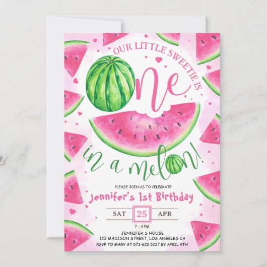 Invitation UN dans un Melon ! Fête d'anniversaire de la pastè (Devant)