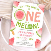 Invitation UN dans un Melon ! Fille Pastèque Rose 1er Anniver