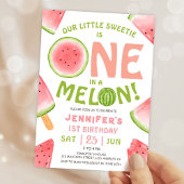 Invitation UN dans un Melon ! Fille Pastèque Rose 1er Anniver