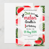 Invitation un dans un melon Filles premier anniversaire (Devant / Derrière)