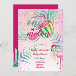 Invitation Un dans un Melon Flamant rose tropical Watermelon