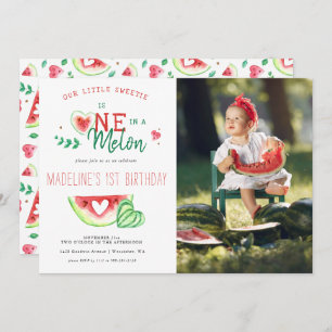 Invitation Un dans un melon   Invitat pour le premier anniver