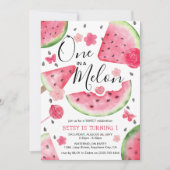 Invitation 'Un dans un Melon' Mignon Fille Pastèque 1er Anniv (Devant)