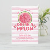 Invitation Un dans un Melon mignon fille rose 1er anniversair (Debout devant)