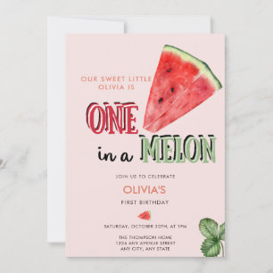 Invitation Un dans un melon Pastèque 1er anniversaire