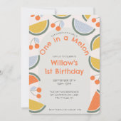Invitation Un dans un melon Premier anniversaire Pastèque Été (Devant)