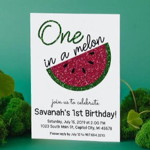 Invitation Un dans un Melon Première fête d'anniversaire past