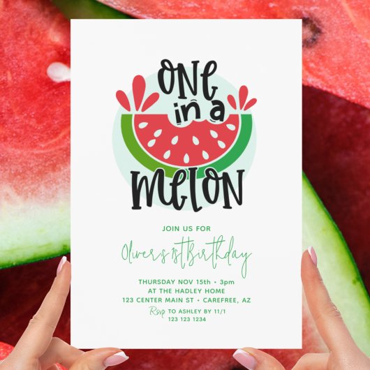Invitation Un dans un Melon Red Green 1er anniversaire