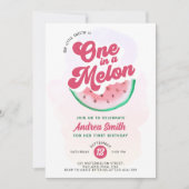 Invitation Un dans un melon rose aquarelle premier anniversai (Devant)